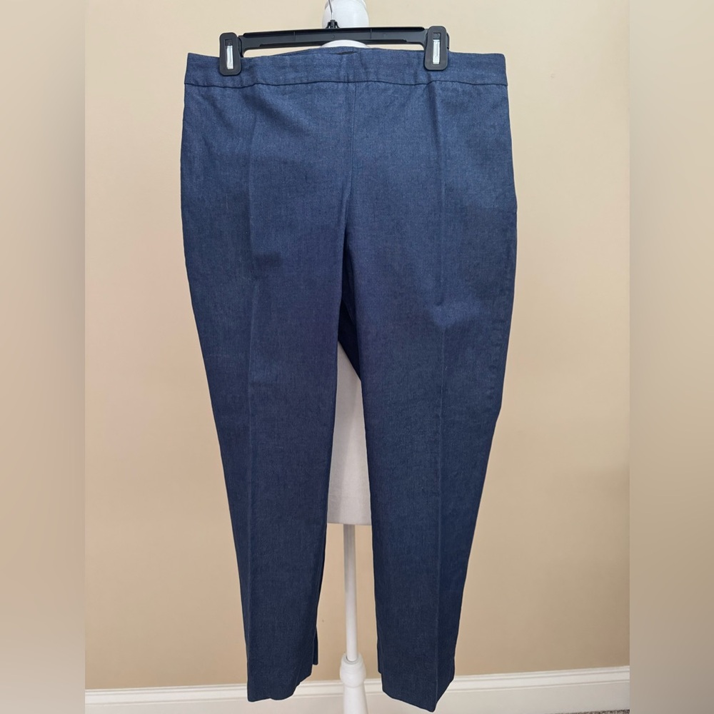 TALBOTS CHATHAM COTTON BI-STRETCH SLIM ANKLE PANTS - Mills Denim $129 Retail